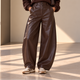 Ballon Broek van Imitatieleer - Bruin