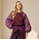 Sweatshirt met Ruitjesmouwen - Bordeaux