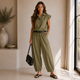 Luchtige Travel Co-ord Set met Inclusief Riem - Khaki