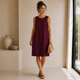 Mouwloze Travel Jurk met Ronde Hals - Bordeaux