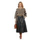 Tan Black Striped Sweater - Oversized Gebreide Trui voor Dames