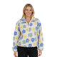 Bloemen Teddy Bomberjack – Zachte Statement Jacket in Blauw & Geel