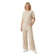 Urban Wide Leg Lounge Set met Quote Patch Beige
