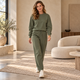 Effen Set met Wijde Broek - Legergroen