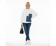 Witte dames sweater met denim patch & studs – Oversized fit
