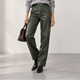 Wide Leg Broek van Imitatieleer - Legergroen