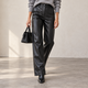 Wide Leg Broek van Imitatieleer - Zwart