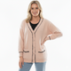 Zachtroze Vest met Zwarte Bies en Luxe Knopen