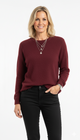 Bordeaux Fijngebreide Ronde Hals Trui Zachte Dames Basic
