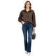 Ballon Top Bruin - Elegante Dames Blouse met Moderne Pasvorm