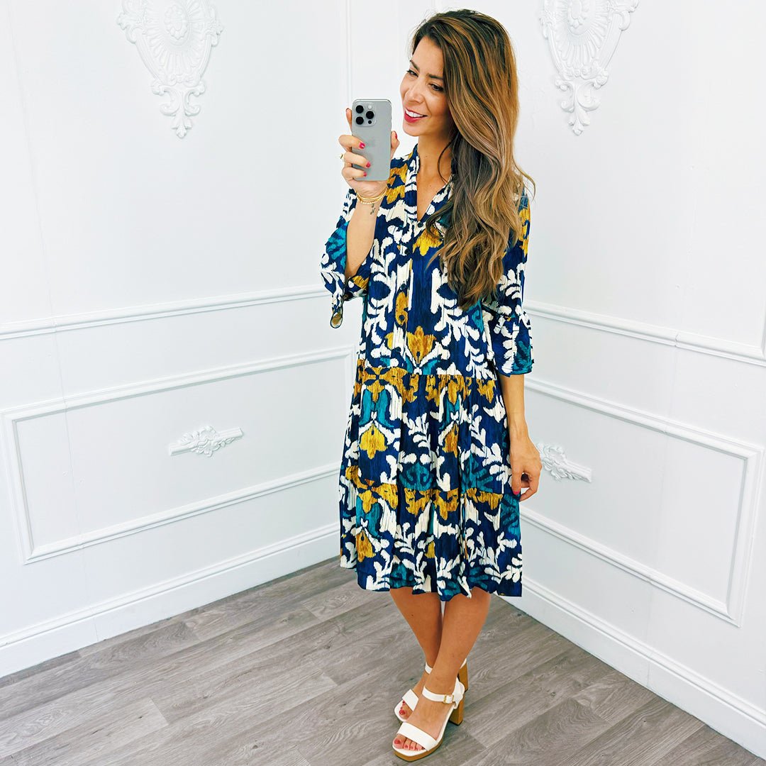 Barok Ibiza Dress Marine Blauw - BlushFashionstore