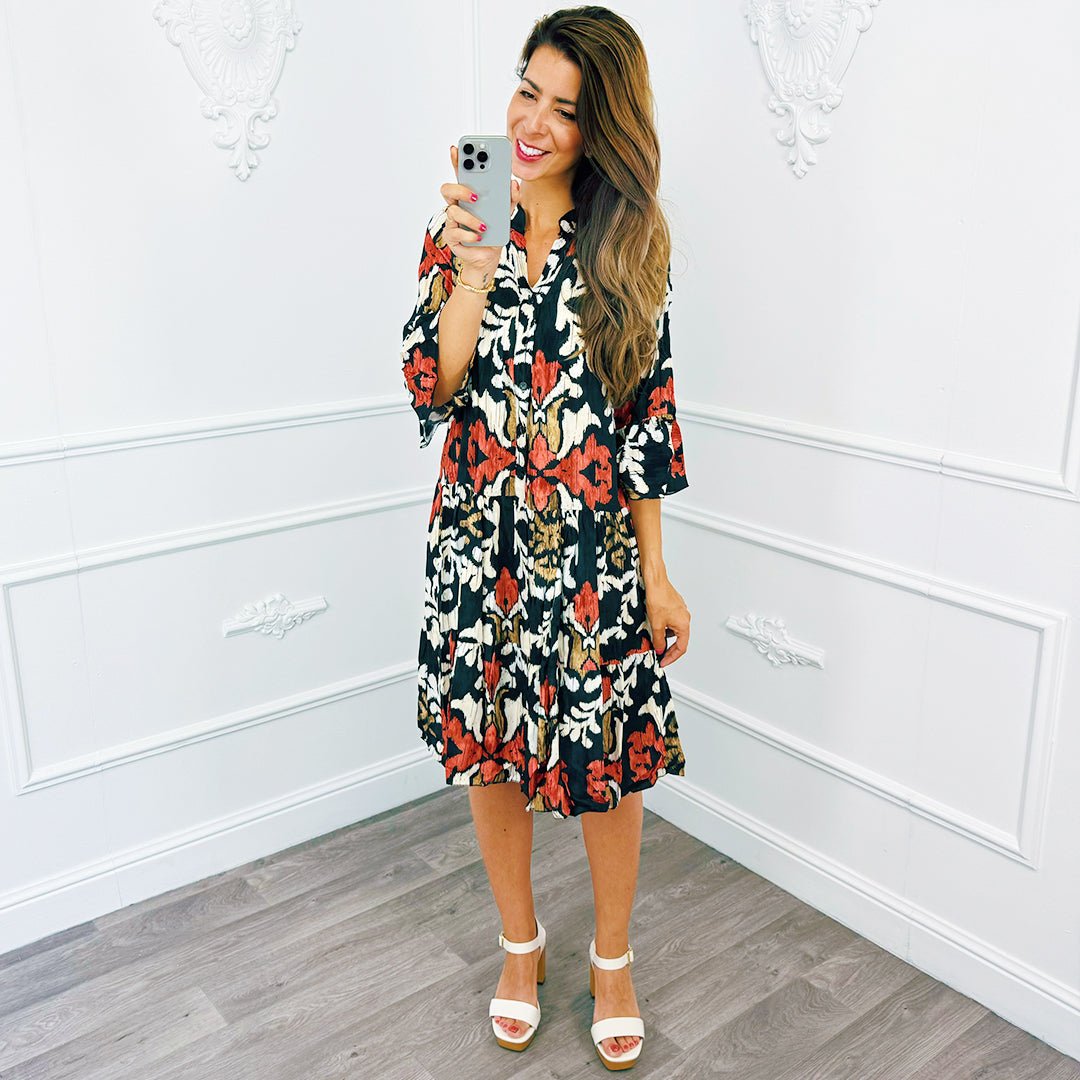Barok Ibiza Dress Zwart - BlushFashionstore