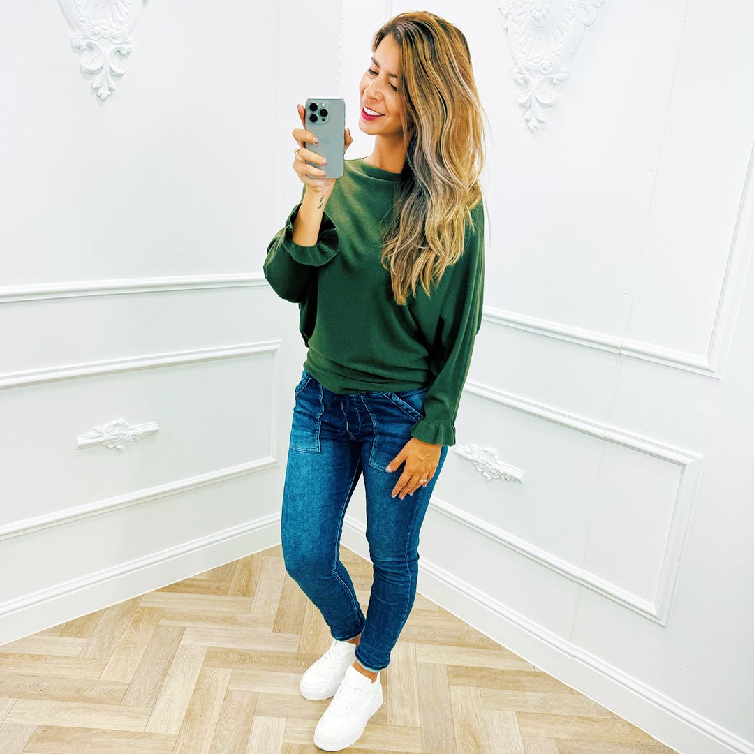 Basic Vlindermouw Top Army - BlushFashionstore