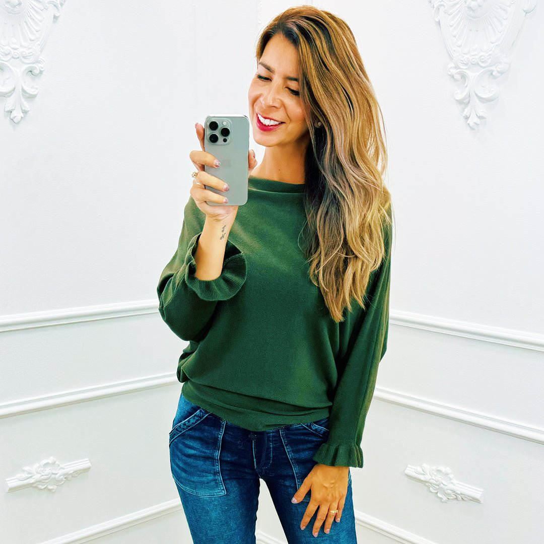 Basic Vlindermouw Top Army - BlushFashionstore