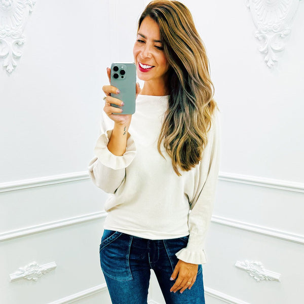 Basic Vlindermouw Top Beige - BlushFashionstore
