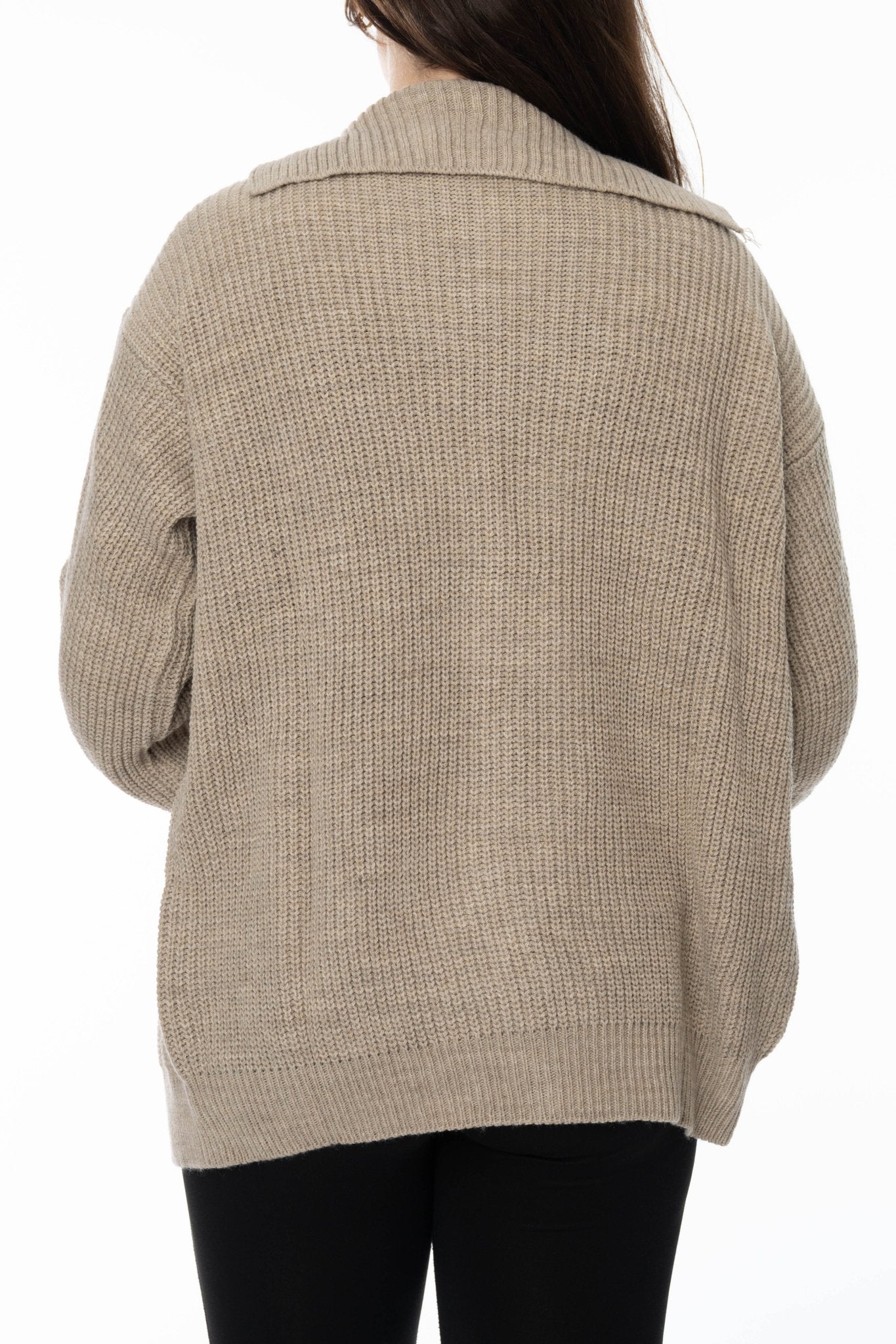 Beige Oversized Cardigan – Cozy & Casual - BlushFashionstore