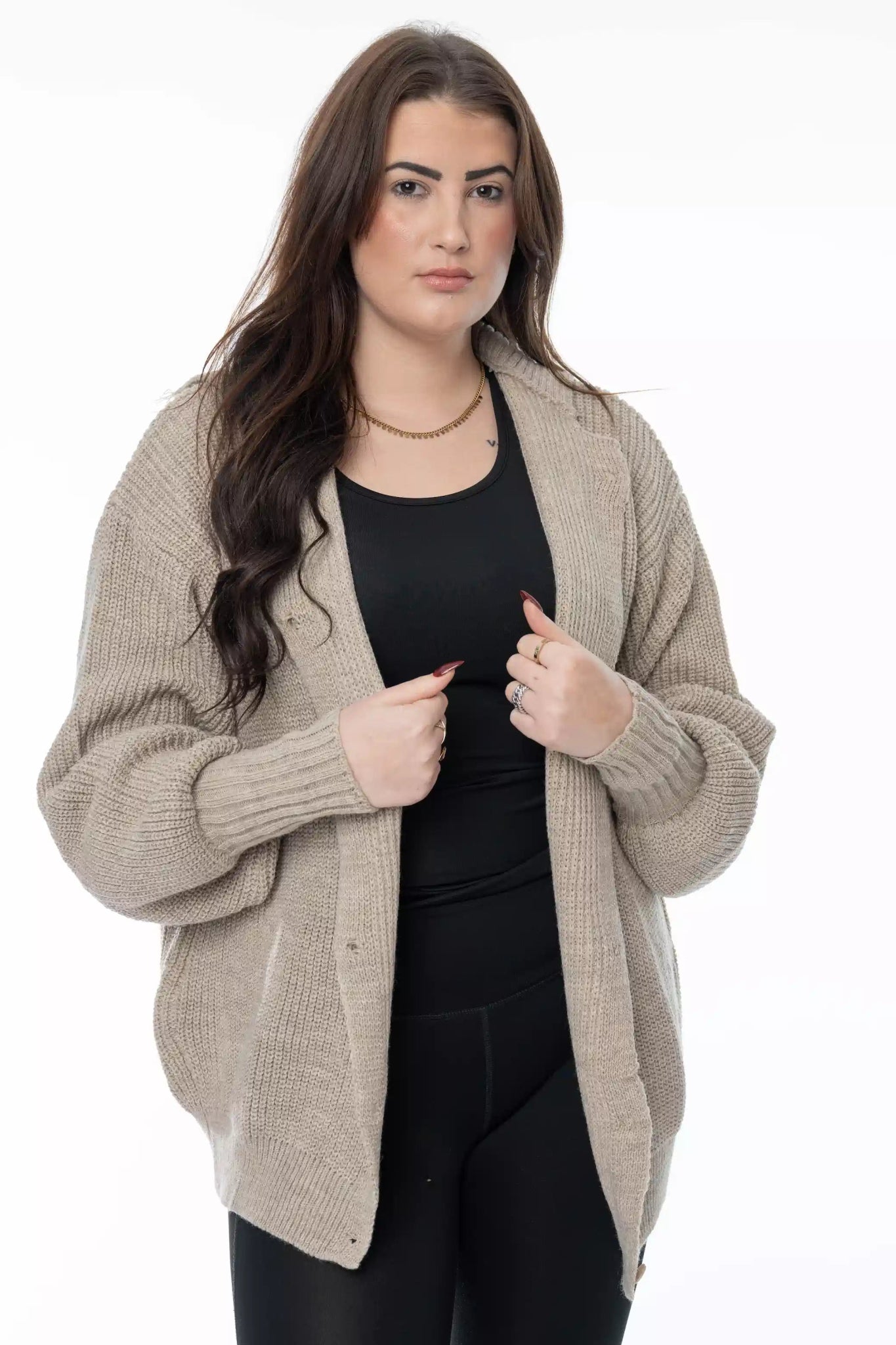 Beige Oversized Cardigan – Cozy & Casual - BlushFashionstore