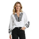Black Neck Embroidery Blouse Zwarte Blouse met Hals Borduurwerk