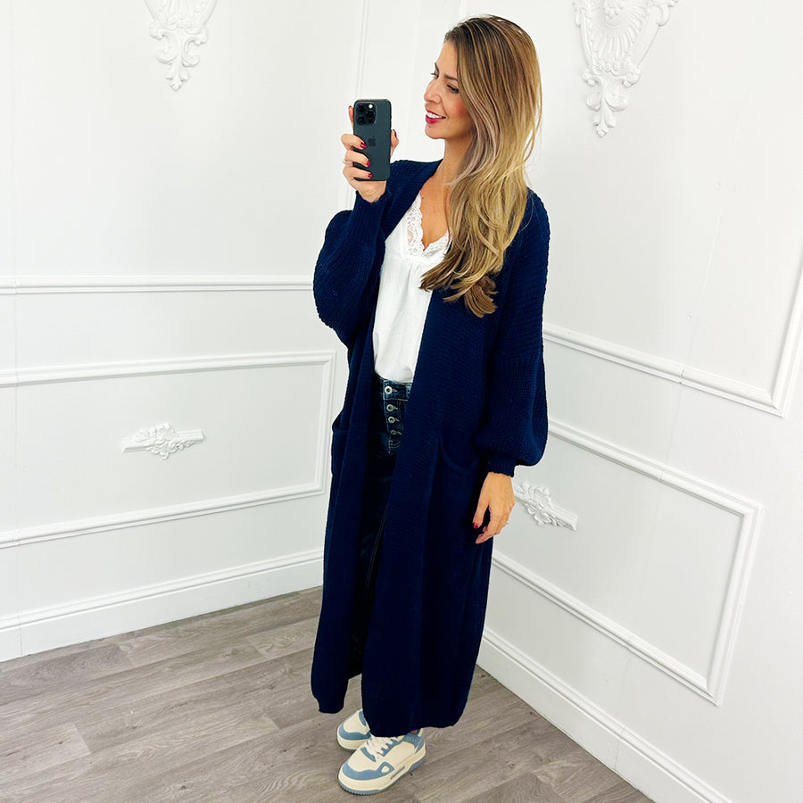 Knitted Maxi Cardigan Blue