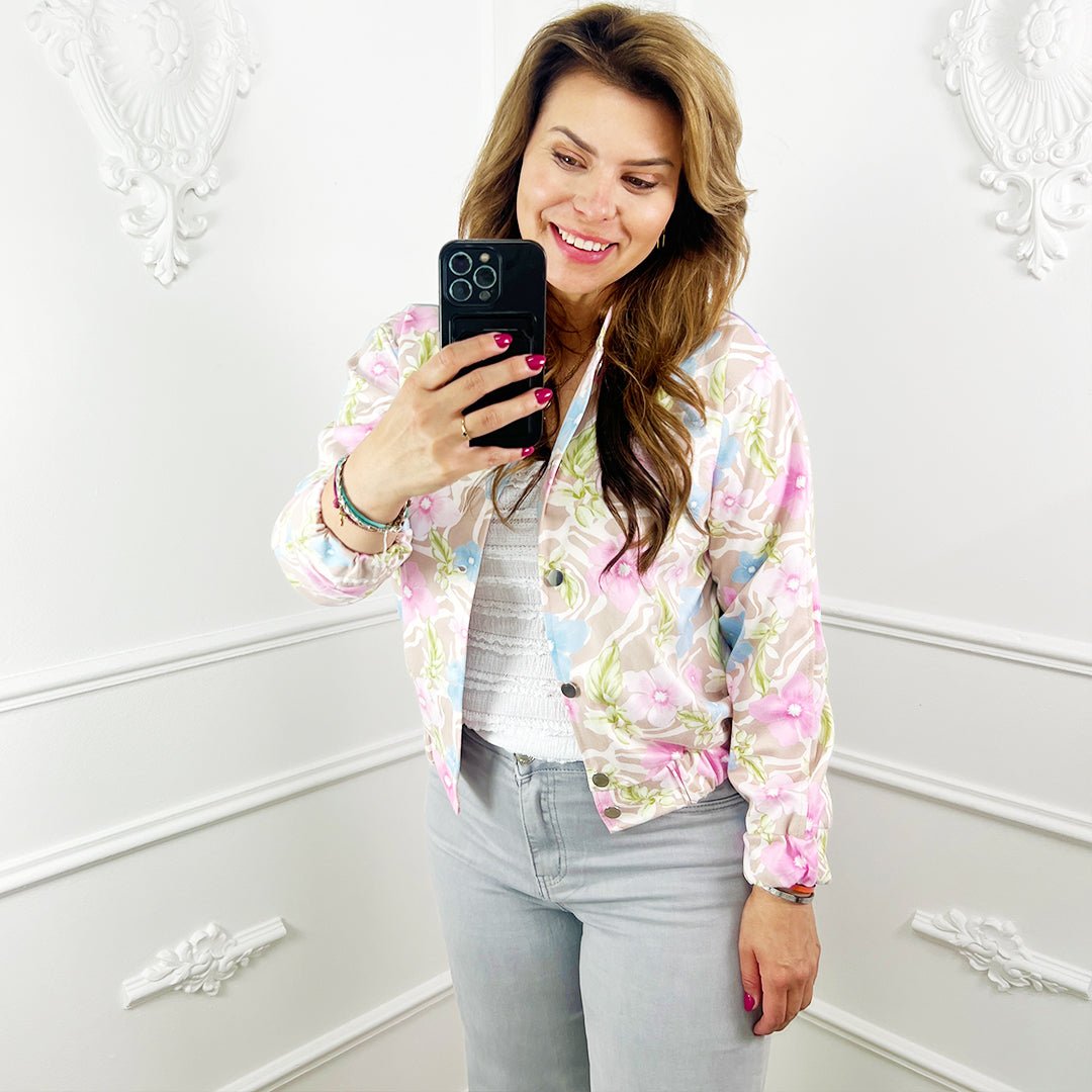 Bloemen Bomber Jas - BlushFashionstore