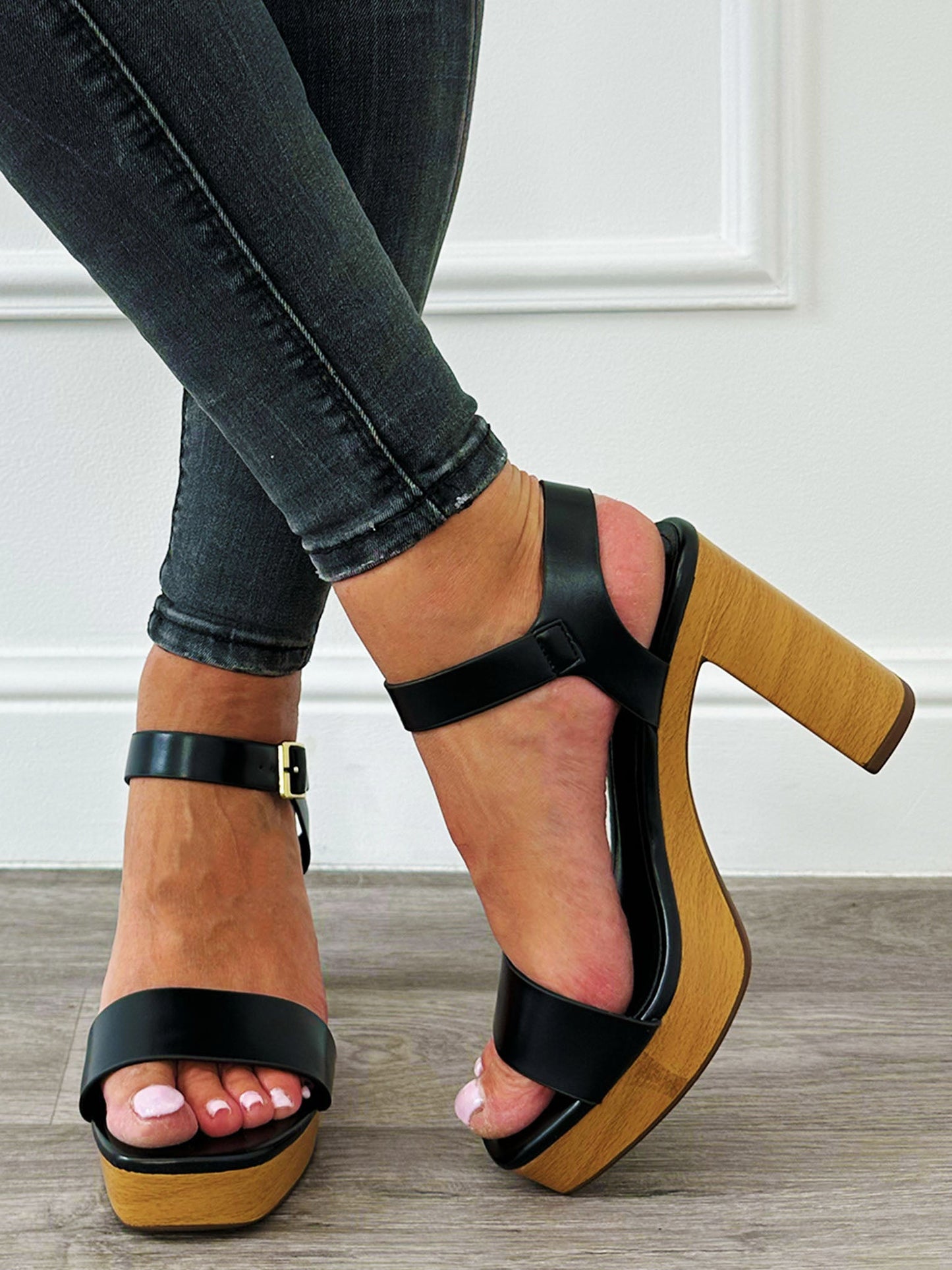 Blokhak Zwart - BlushFashionstore