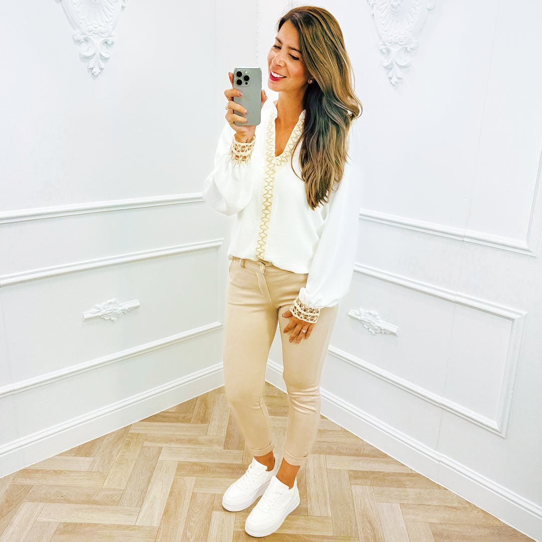 Blouse Borduur Wit - BlushFashionstore