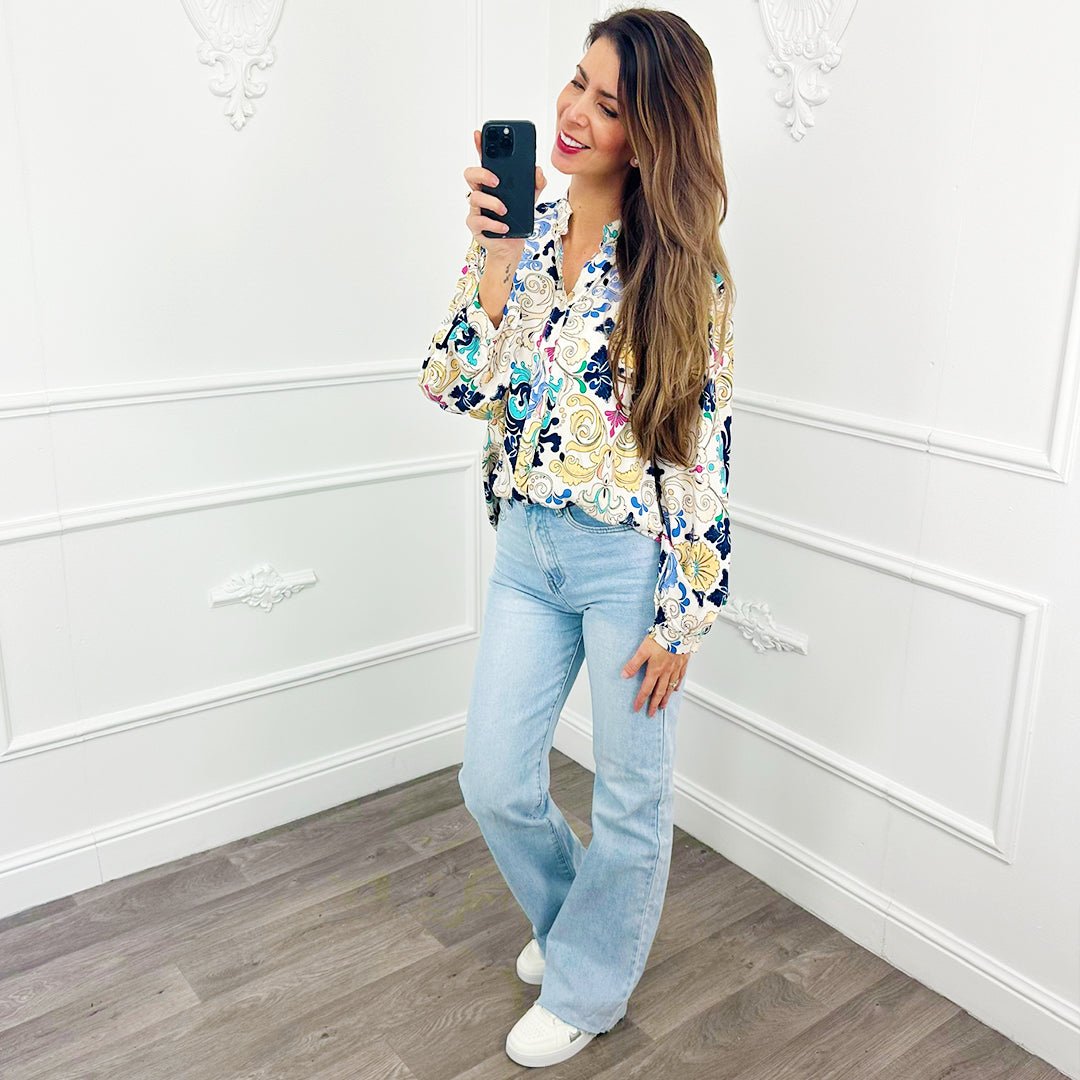 Blouse Paint Blauw - BlushFashionstore