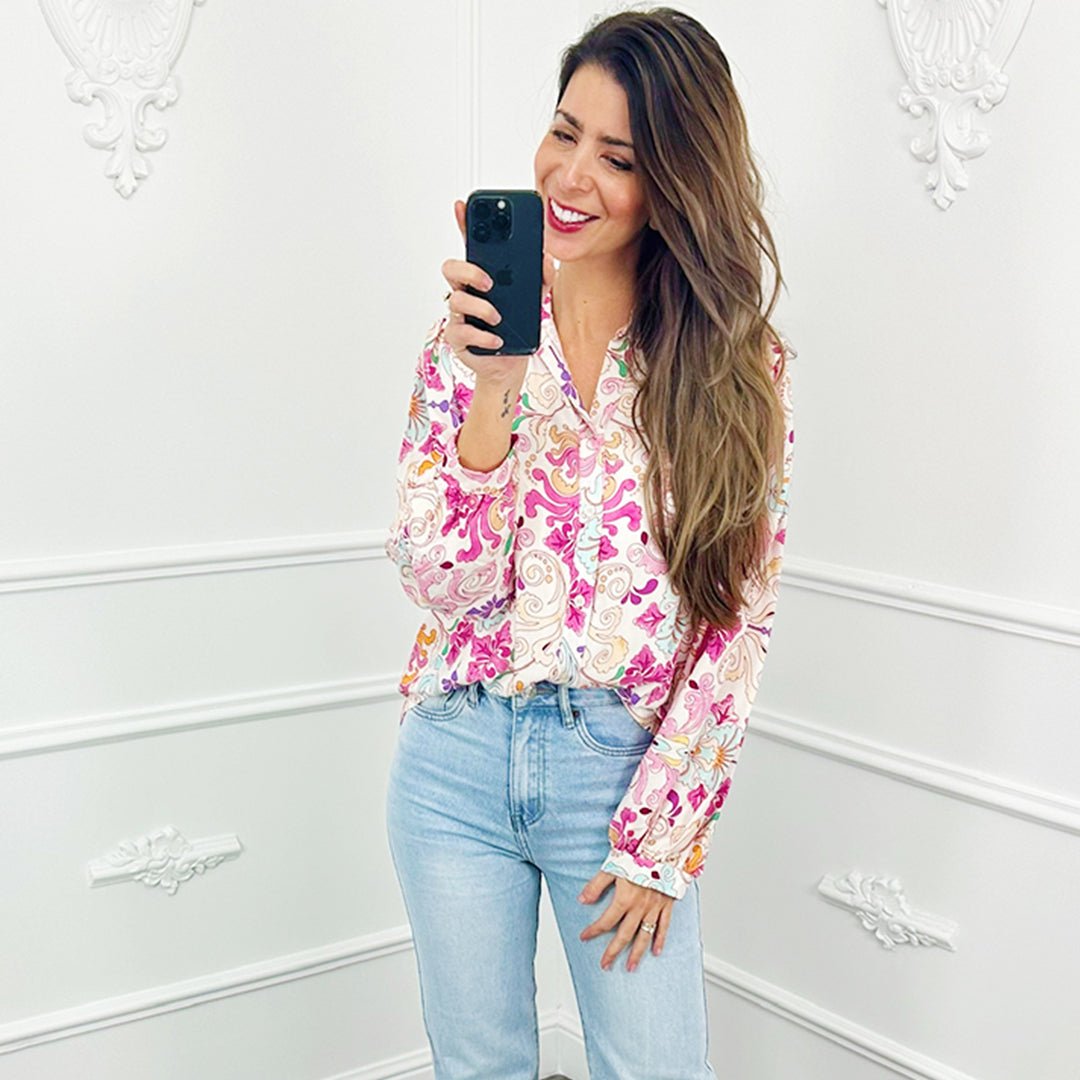 Blouse Paint Roze - BlushFashionstore