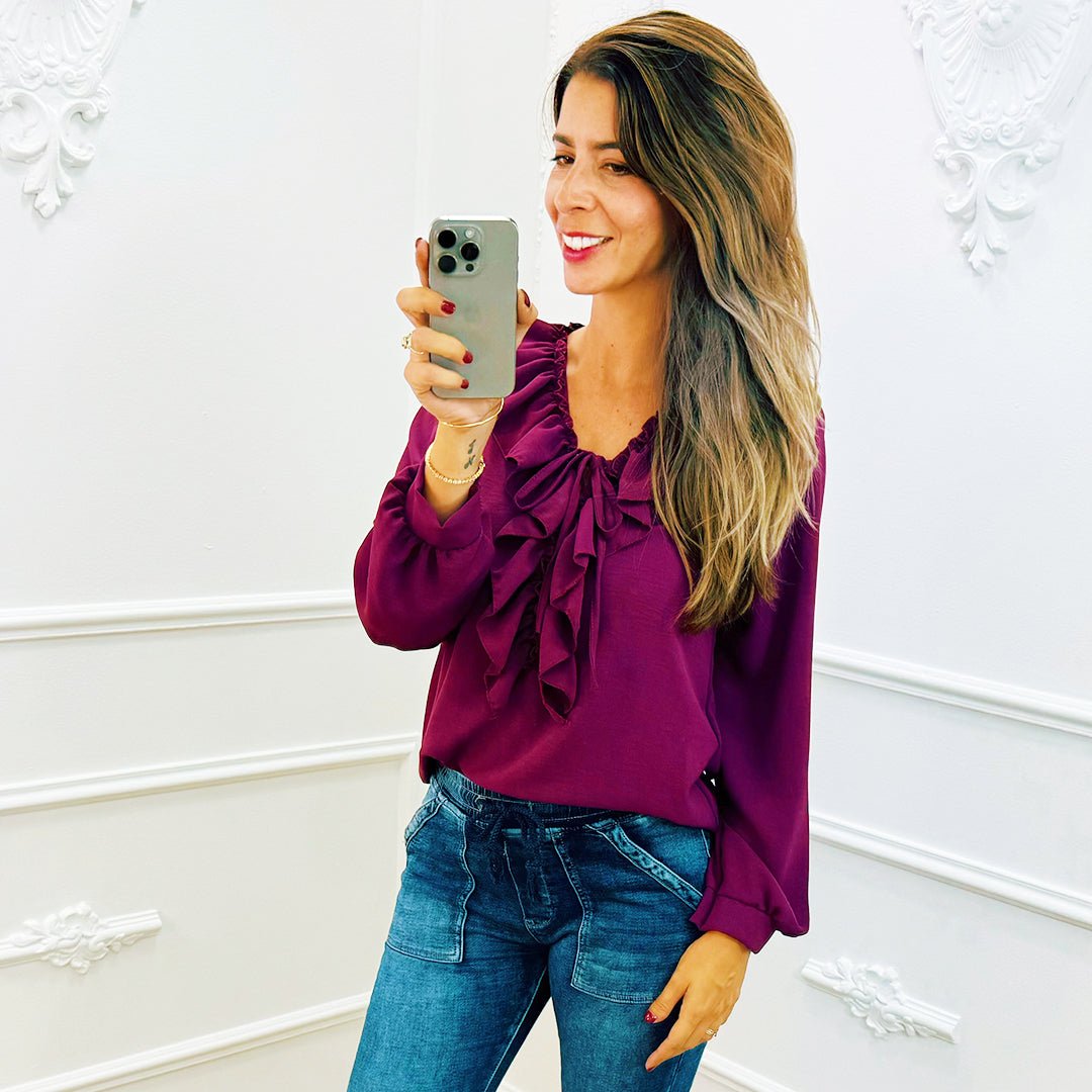 Blouse Ruffel Magenta - BlushFashionstore