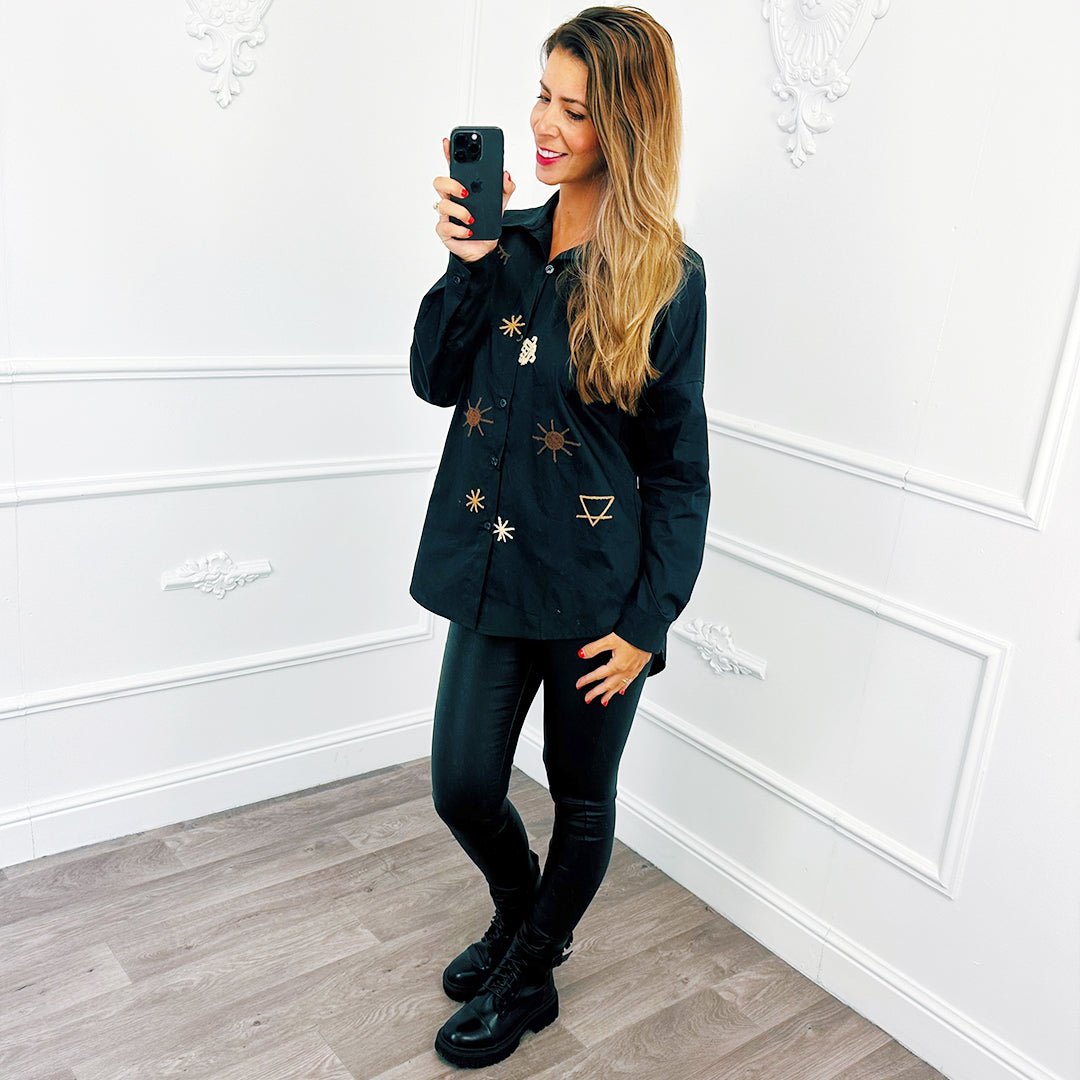 Blouse Symbool Zwart - BlushFashionstore