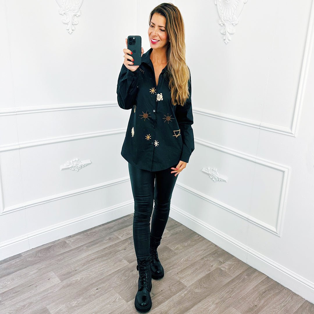 Blouse Symbool Zwart - BlushFashionstore