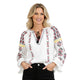 Boho Geborduurd Blouse Wit Rood Zwart - Bohemian Stijl