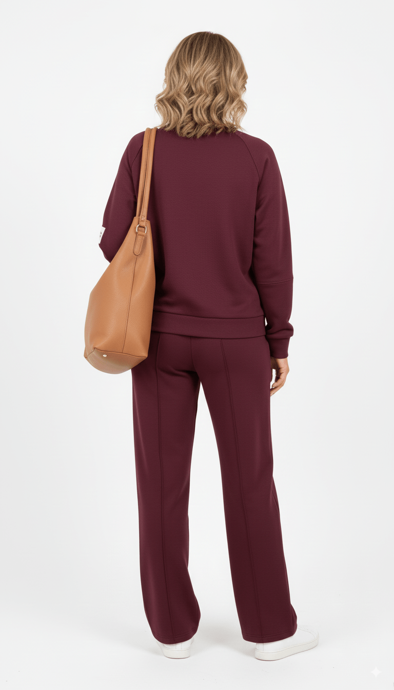 Bordeaux Dames Joggingpak Ella – Comfortabele Loungewear Set met Trui en Broek - BlushFashionstore