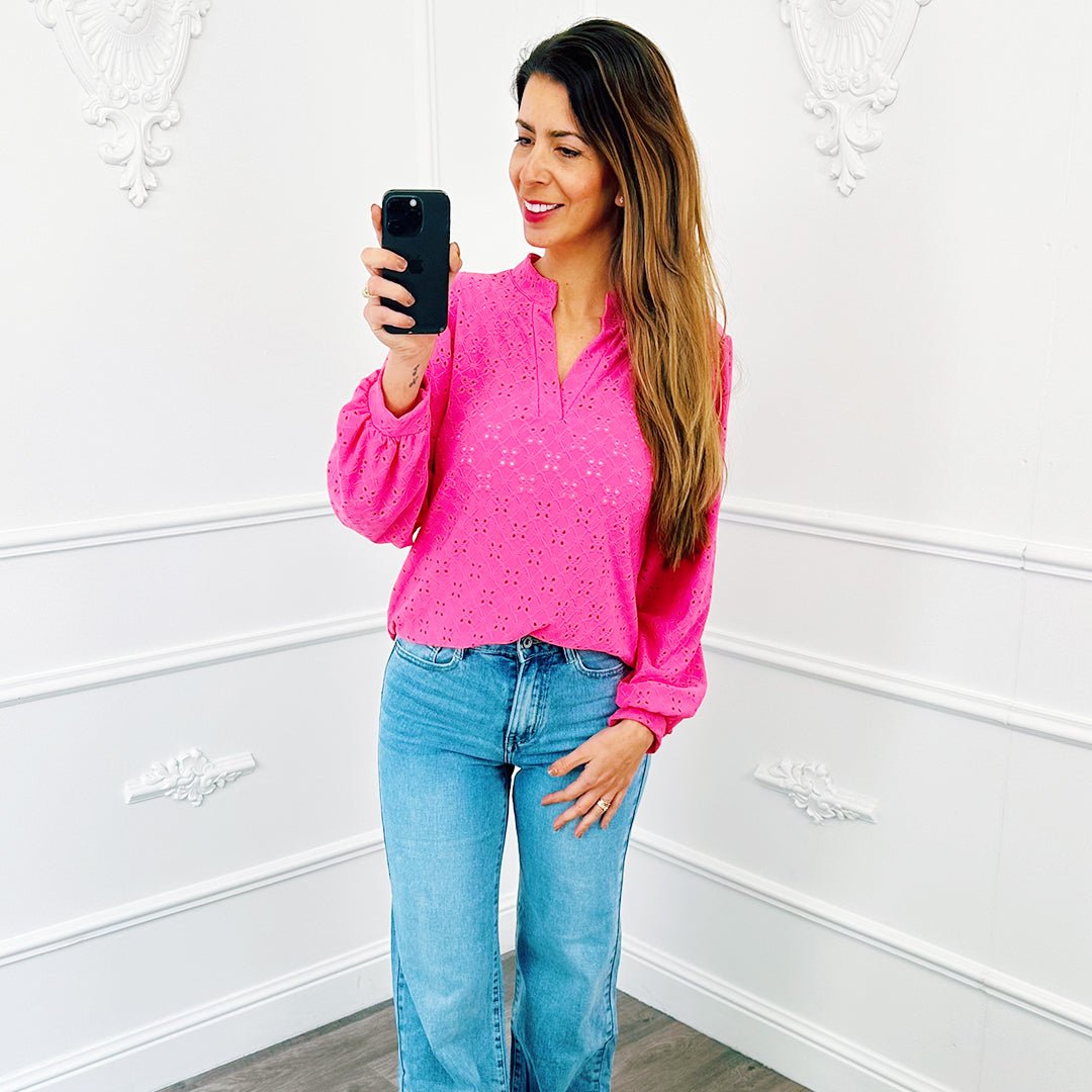 Broderie Top Fuchsia - BlushFashionstore