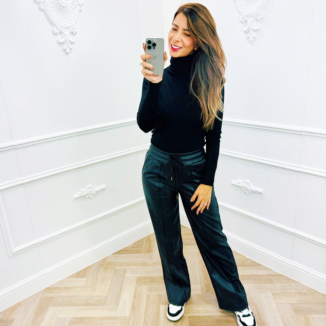 Broek Leerlook Zwart - BlushFashionstore