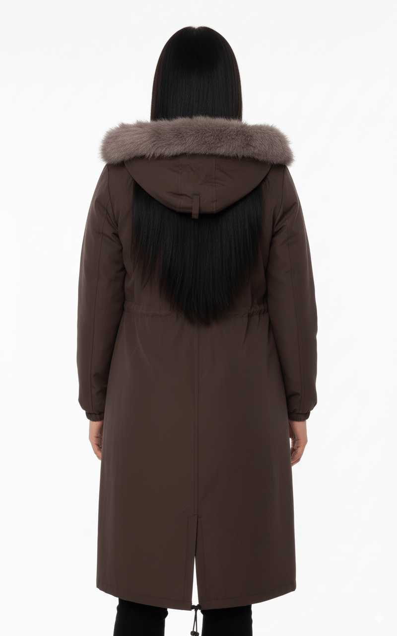 Bruine Parka Jas met Bontkraag – Dames - BlushFashionstore