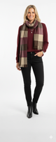 Geruite Sjaal Beige Bruin Bordeaux  Warme Dames Sjaal