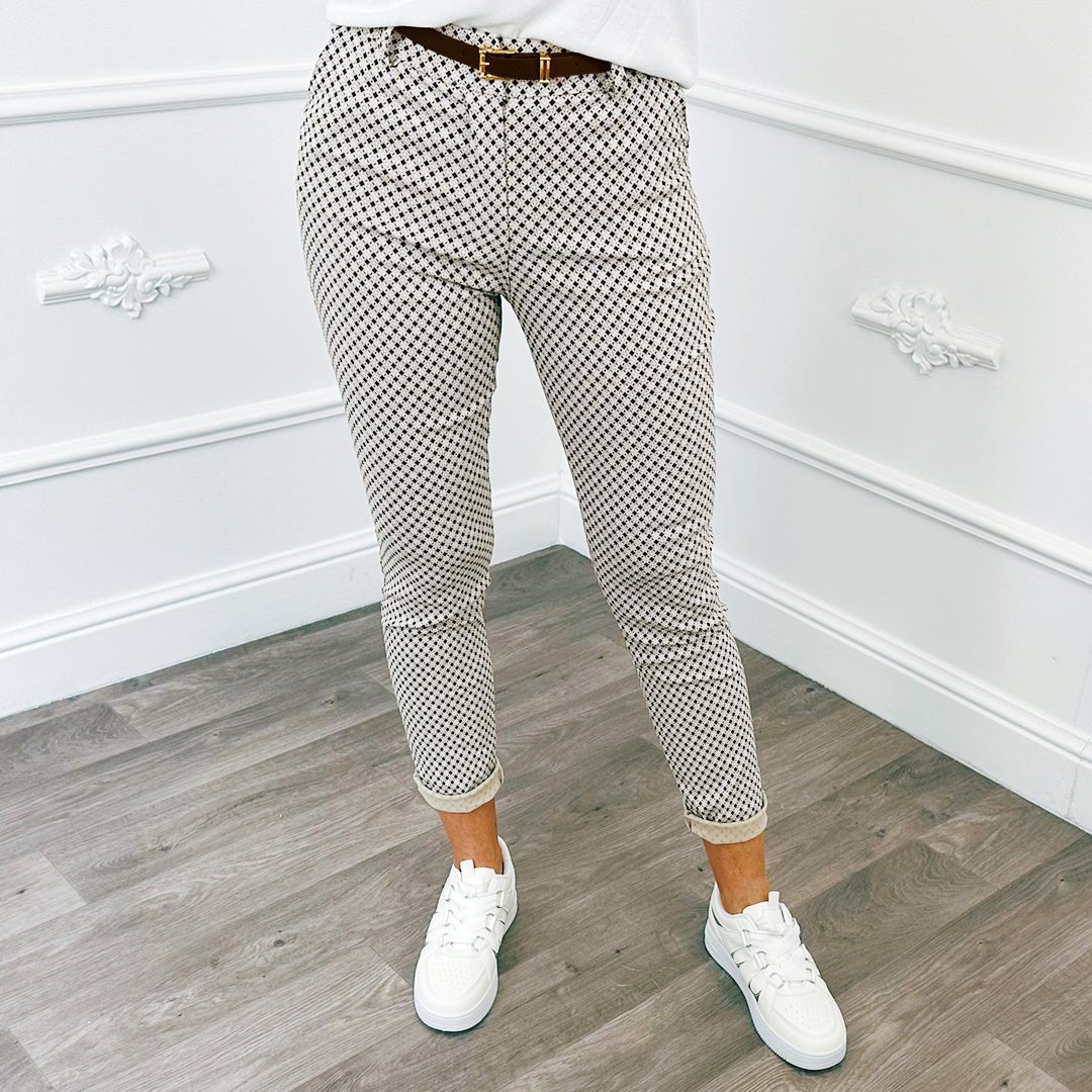 Chino Print Beige - BlushFashionstore