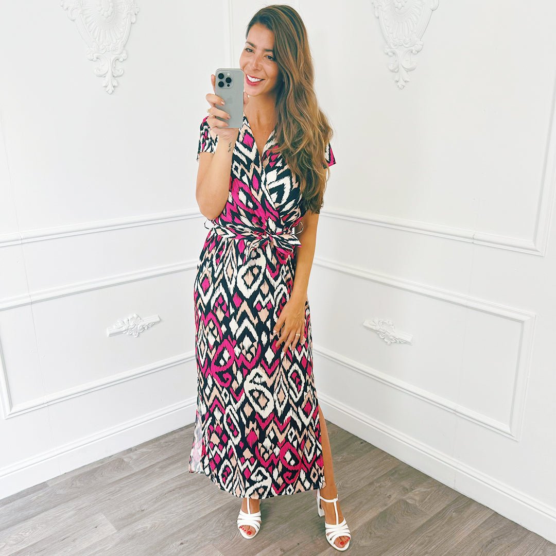 Classy Print Jurk Fuchsia - BlushFashionstore