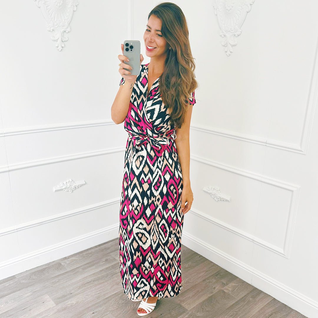 Classy Print Jurk Fuchsia - BlushFashionstore