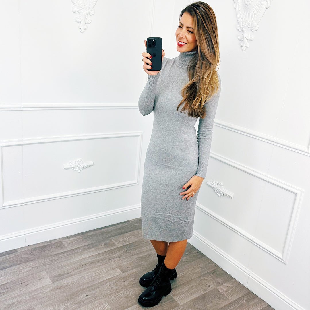 Col Dress Grijs - BlushFashionstore
