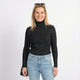 Zwarte Ribgebreide Coltrui met Shiny Lurex Luxe Damestrui