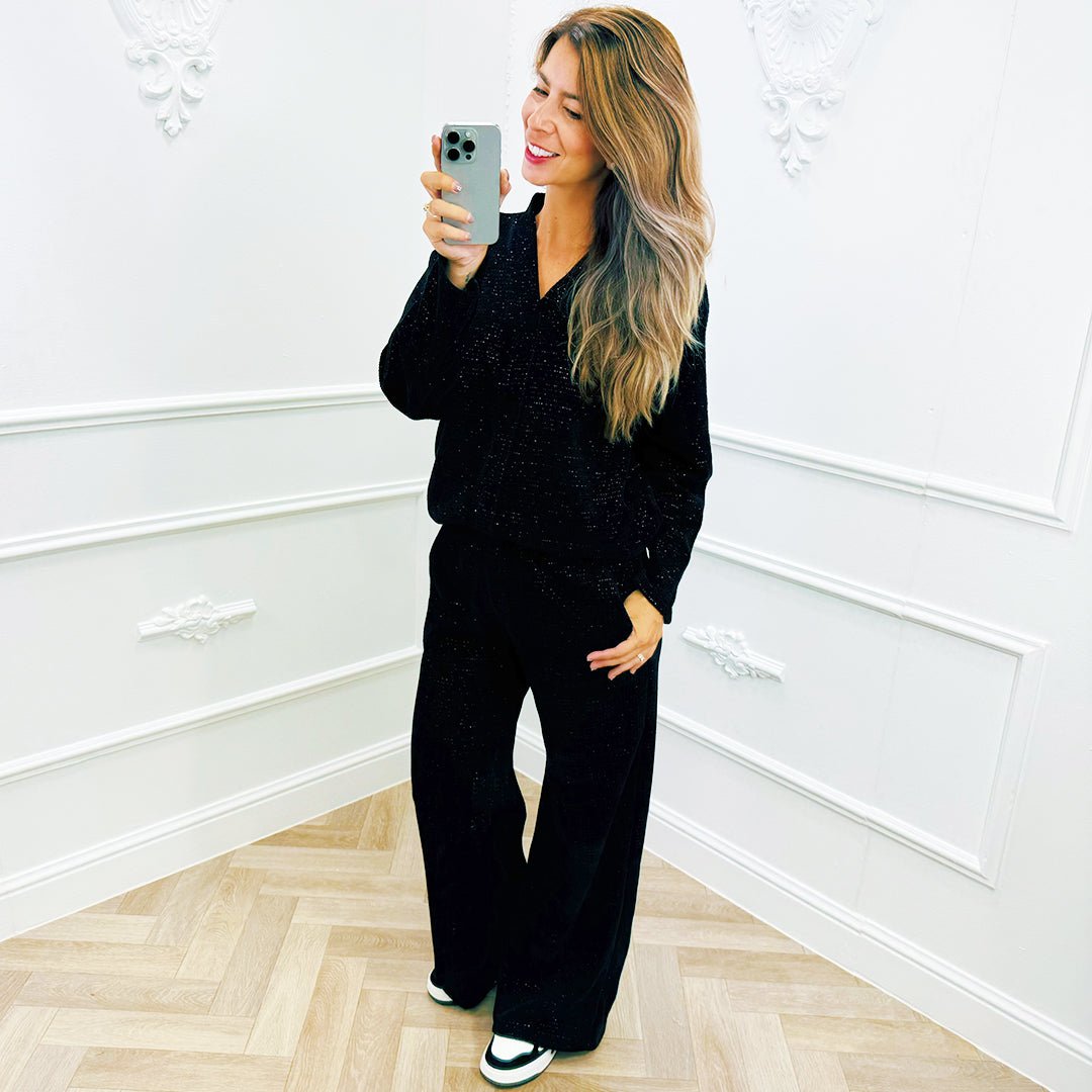 Corduroy Set Zwart - BlushFashionstore
