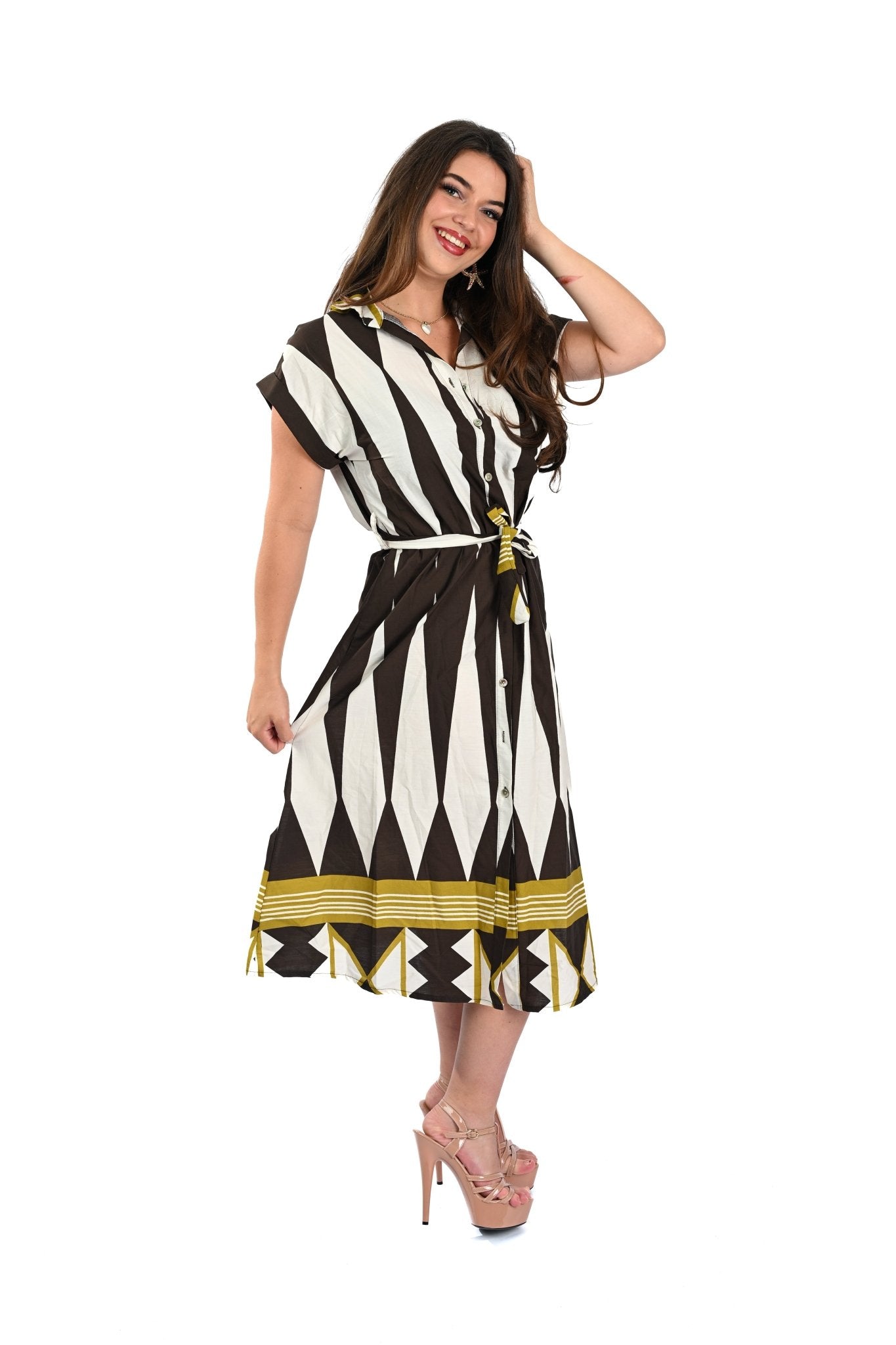 Cotton Dress Bruin – Luchtig, stijlvol en veelzijdig - BlushFashionstore