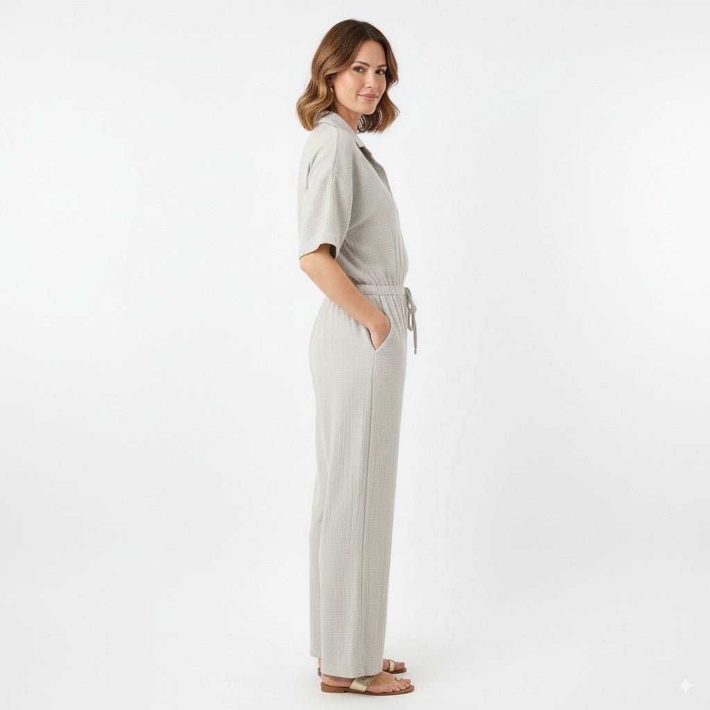 Cotton Jumpsuit – Beige - BlushFashionstore