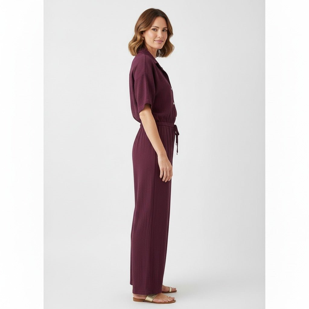 Cotton Jumpsuit – Bordeaux - BlushFashionstore