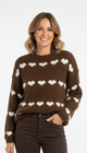 Crème Bruine Sweater met Hartjes