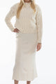 Crème dames gebreide set – Trui & jurk in elegant kabelpatroon - BlushFashionstore