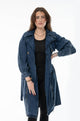 Dames denim trenchcoat – Lange spijkerjas met ceintuur en ritsdetails - BlushFashionstore