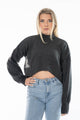 Donkergrijze dames cropped trui – Hoge hals & lange mouwen - BlushFashionstore